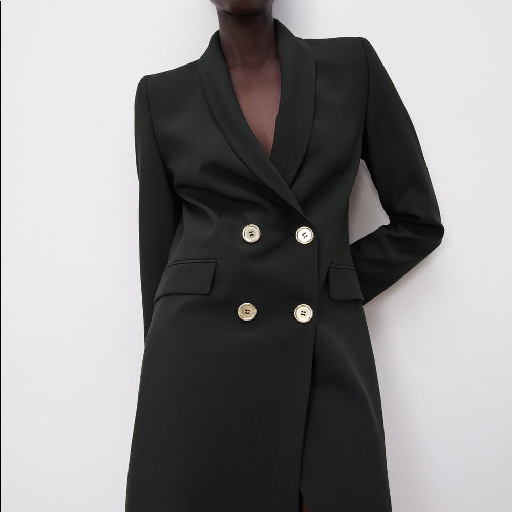 ZARA NEW WOMAN DOUBLE BREASTED FROCK COAT LONG BLAZER DRESS JACKET